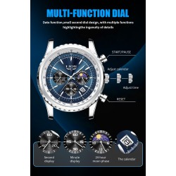 LIGE - luxury Quartz watch - luminous - stainless steel - waterproof - blueWatches