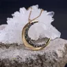Moon shaped pendant with crushed minerals - gold necklaceNecklaces