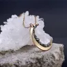 Moon shaped pendant with crushed minerals - gold necklaceNecklaces