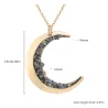 Moon shaped pendant with crushed minerals - gold necklaceNecklaces
