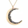 Moon shaped pendant with crushed minerals - gold necklaceNecklaces