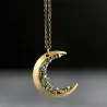 Moon shaped pendant with crushed minerals - gold necklaceNecklaces