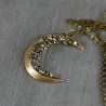 Moon shaped pendant with crushed minerals - gold necklaceNecklaces