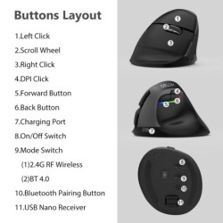 M618 - 2.4GHZ - mini vertical wireless mouse - Bluetooth 4 - dual mode - rechargeable - silentMouses