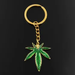 Metal keychain with maple leaf pendantKeyrings
