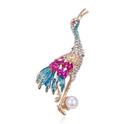Crystal crane with pearl - broochBrooches