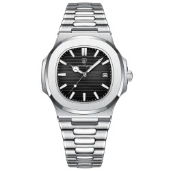 POEDAGAR - elegant Quartz watch - waterproof - stainless steel - blackWatches