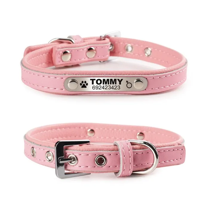 Dogs / cats collar - ID Tag - personalized - engraved - leatherCollar & Leads