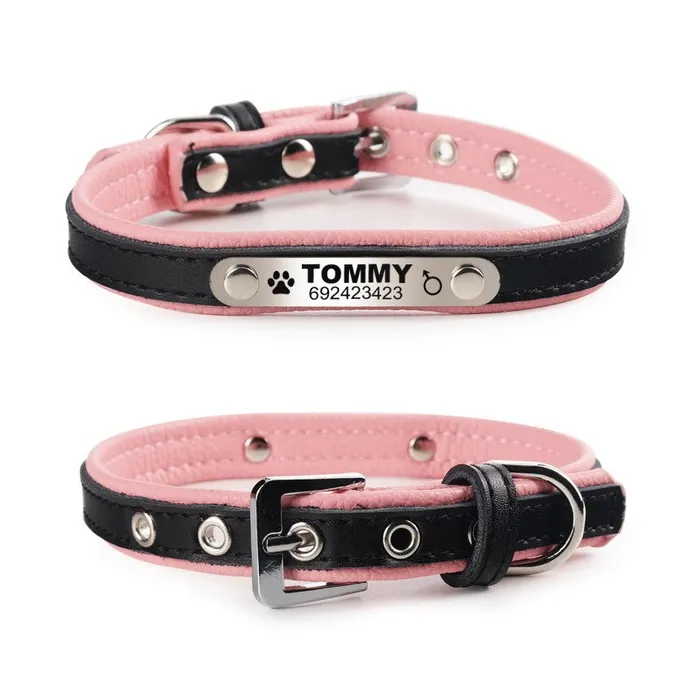 Dogs / cats collar - ID Tag - personalized - engraved - leatherCollar & Leads