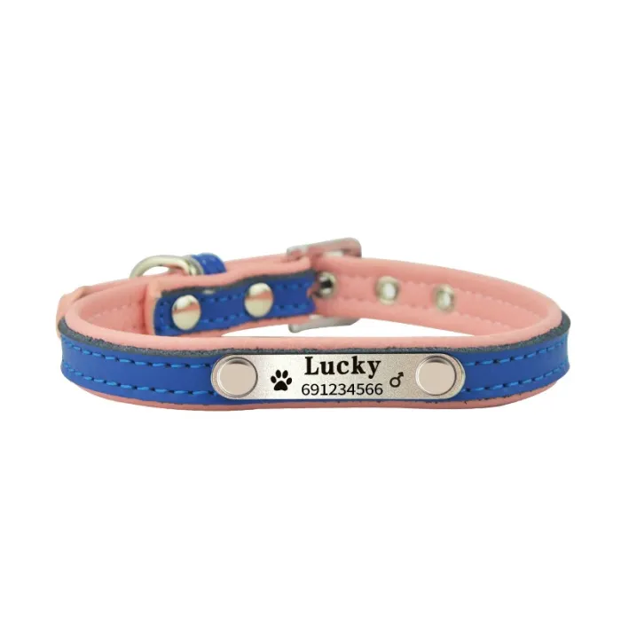 Dogs / cats collar - ID Tag - personalized - engraved - leatherCollar & Leads