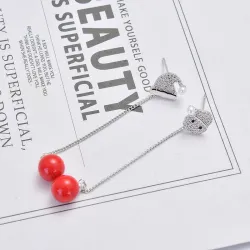 Long Christmas earrings - with crystals - snowman / hat / pearlEarrings