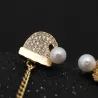 Long Christmas earrings - with crystals - snowman / hat / pearlEarrings