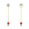 Long Christmas earrings - with crystals - snowman / hat / pearlEarrings