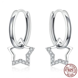 Small hoop earrings with crystal star - 925 sterling silverEarrings