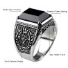 Retro mens signet - with black onyx stone - 925 sterling silverRings