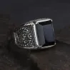 Retro mens signet - with black onyx stone - 925 sterling silverRings
