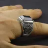 Retro mens signet - with black onyx stone - 925 sterling silverRings
