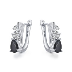 Elegant silver earrings with black crystalEarrings