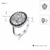 Elegant silver ring - hollow out flower - white / black crystalsRings