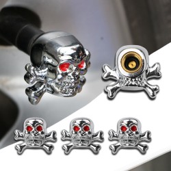 Universal tire air valve - caps - skull shape - 4 piecesValve caps