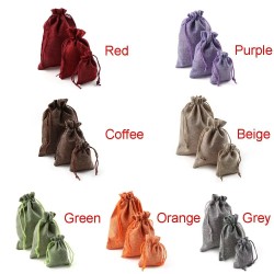 Linen Christmas gift bags - with drawstring - 10 piecesChristmas