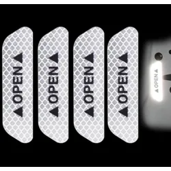 OPEN - anti-collision warning stickers for car doors - reflective 4 piecesStickers