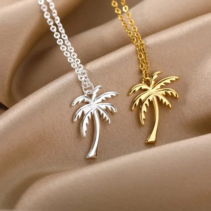 Palm tree necklace - gold - silver 45 cmNecklaces