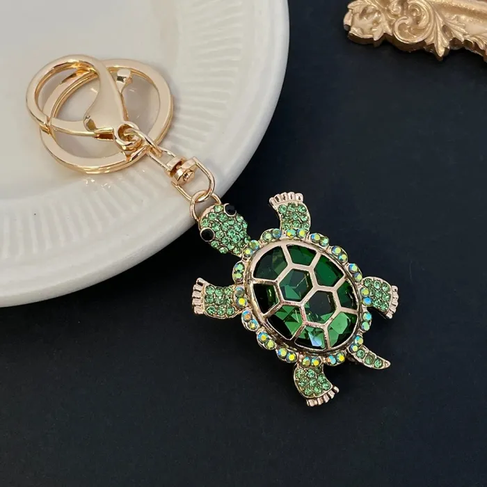 Crystal turtle keychain - pink - white - turquoise - greenKeyrings