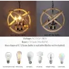 Retro ball hemp rope pendant lights vintage metal chandeliers adjustable chain ceiling lighting for living room decor 35/40cm