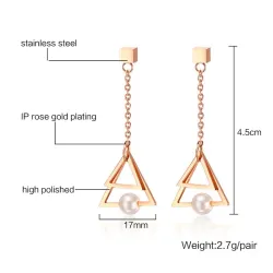 Triangle Pearl Drop EarringsEarrings