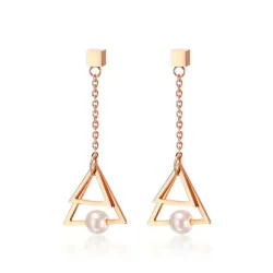Triangle Pearl Drop EarringsEarrings