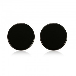 Round Black & Silver Stud Earrings