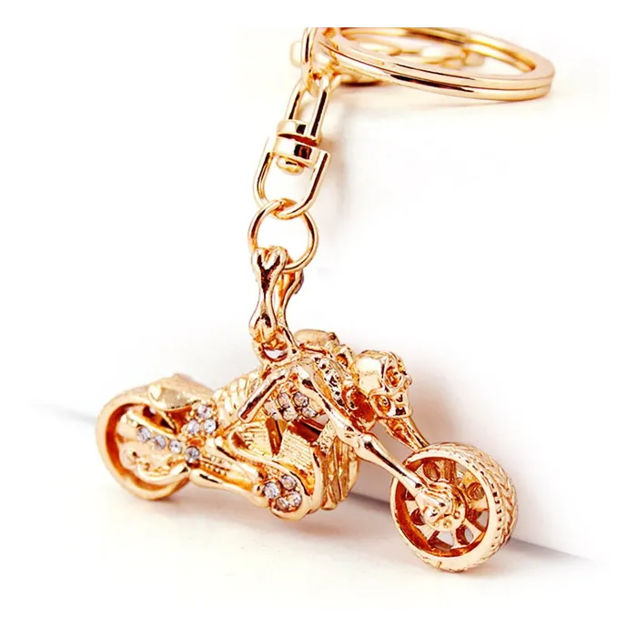 Skeleton & motorcycle - crystal keychainKeyrings