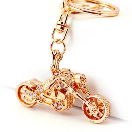 Skeleton & motorcycle - crystal keychainKeyrings