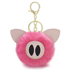 Fur pompom - piggy - keyringKeyrings