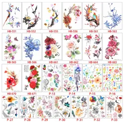 Flower & bird temporary fake tattoo stickerStickers