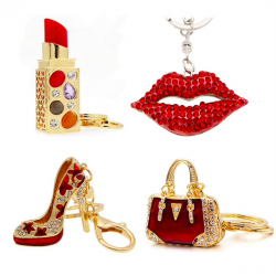 Crystal lipstick & bag keychain keyringKeyrings