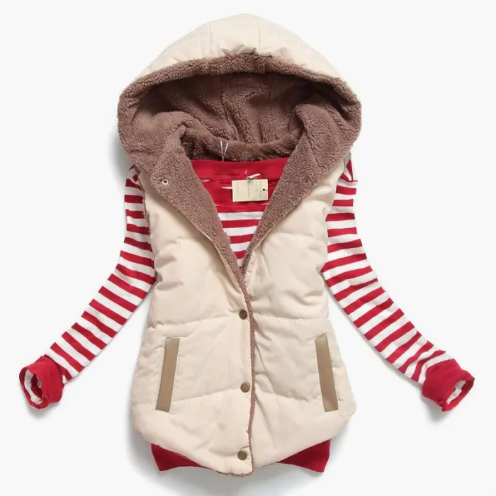 Slim-design warm jacket hooded vest bodywarmer cottonJackets