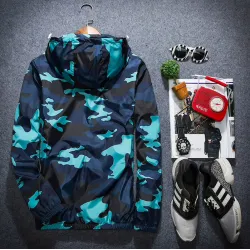 Camouflage hooded jacket windbreaker unisexJackets