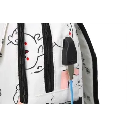USB charging school backpack canvas 3 pcs setBags