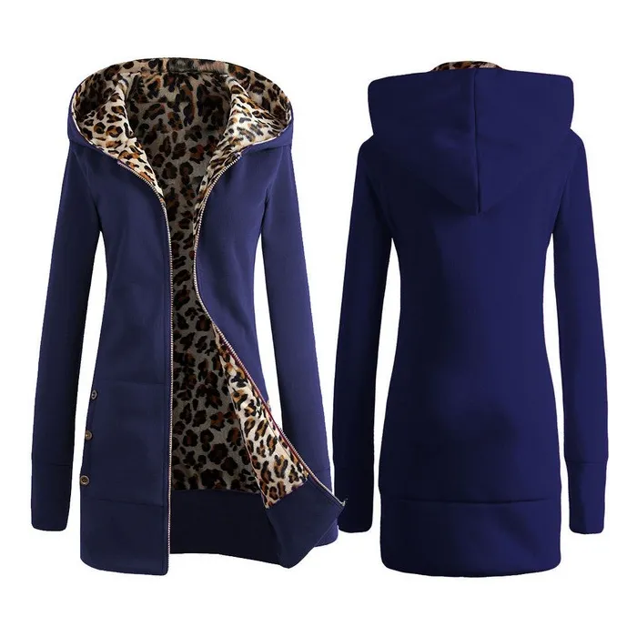 Leopard fleece hooded jacketJackets