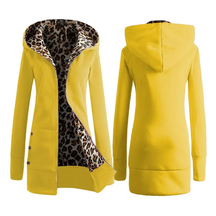 Leopard fleece hooded jacketJackets