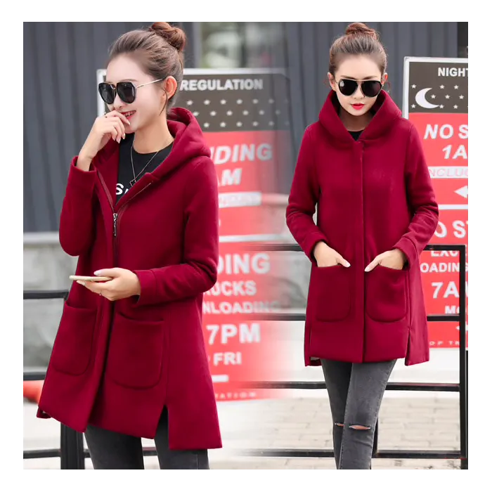 Long hooded coat fleece jacketJackets