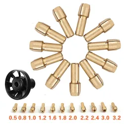 Brass Collet Chuck & M8*0.75 Dust Blower - Dremel Rotary 12pcsBits & drills