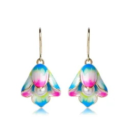 Porcelain flowers & pearl - long drop earringsEarrings