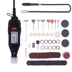 Mini electric hand drill machine with flexible shaft & 105 accessoriesBits & drills