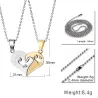 I Love You - heart - stainless steel pendant with necklace - 2 piecesNecklaces