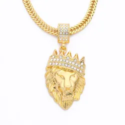 Luxury gold lion head pendant - necklaceNecklaces