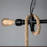 Retro iron hanging lamp with hand knitted rope - lights in cageWall lights