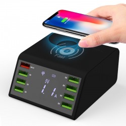 USB 60W LED display - multi-port wireless charger - quick charge 3.0Chargers